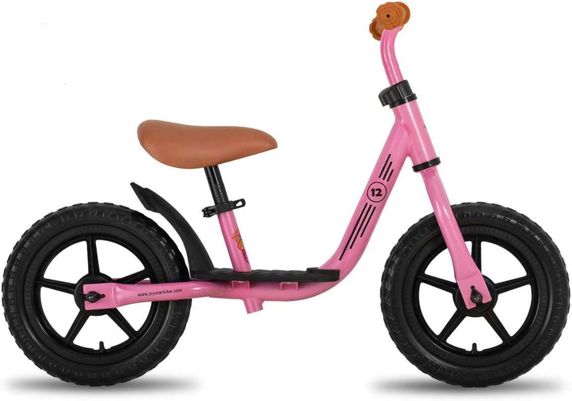 JOYSTAR 10"/12" Kids Balance Bike with Footrest for Girls & Boys, Ages 18 Months to 5 Years, Toddler Training Bike with Airless Tire and Adjustable Seat Height (Black Blue Green Pink) : Toys & Games