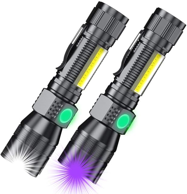 Black Light Rechargeable Torches, iToncs 3 in 1 UV Torches Super Bright Waterproof LED USB Torch with 7 Modes [2 Pack]