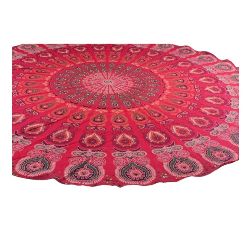 POSHMANDALA Round Tapestry with Tassel Wall Hanging Ombre Hippie Mandala Bohemian Hippy Intricate Waterproof Attractive Dining Table Cover 48x48 Inches-image-3