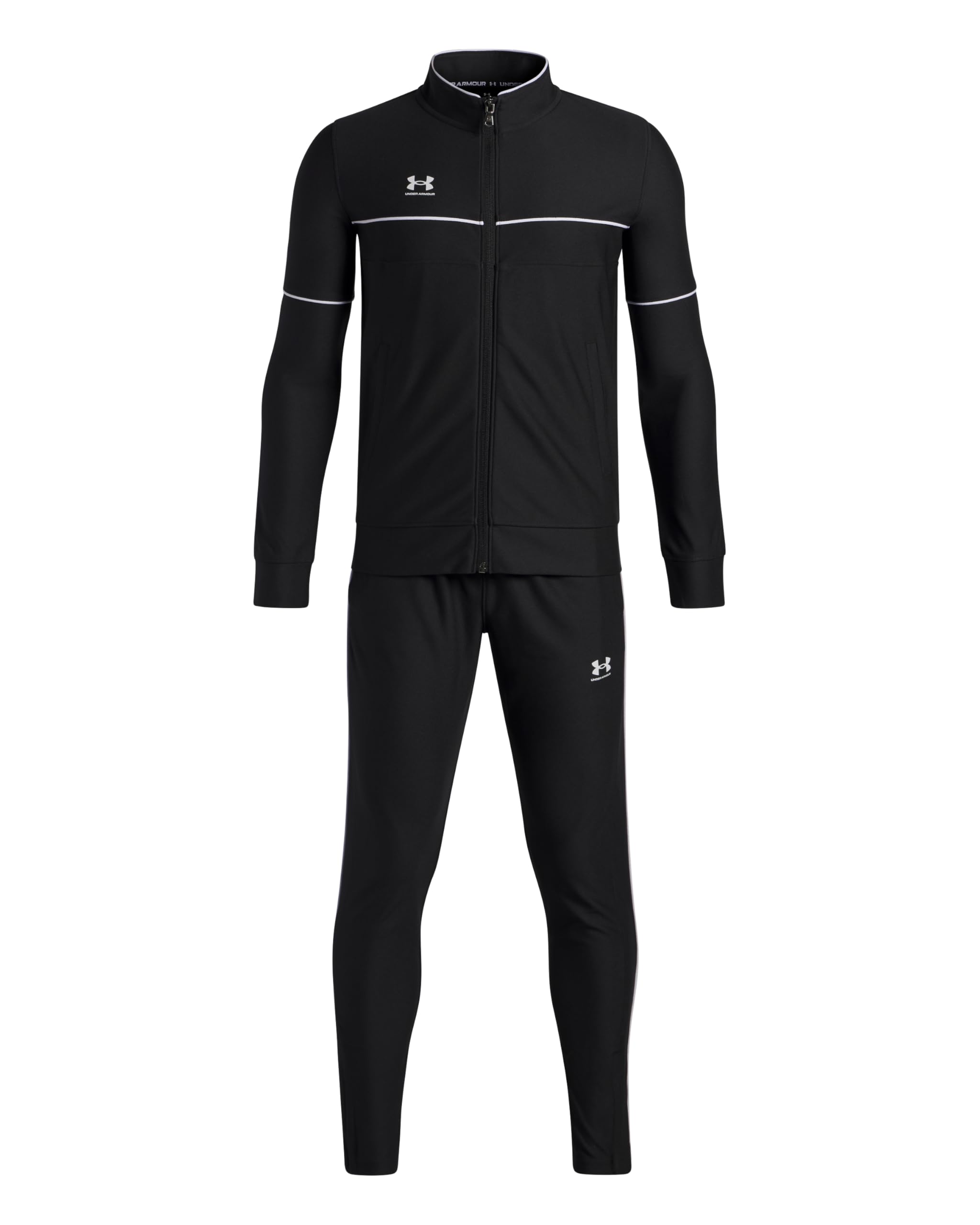 Under Armour Ensemble de survêtement Challenger Garçons, survêtement garçon léger et respirant, ensemble de sport avec veste et pantalon, Black/​White, YXL