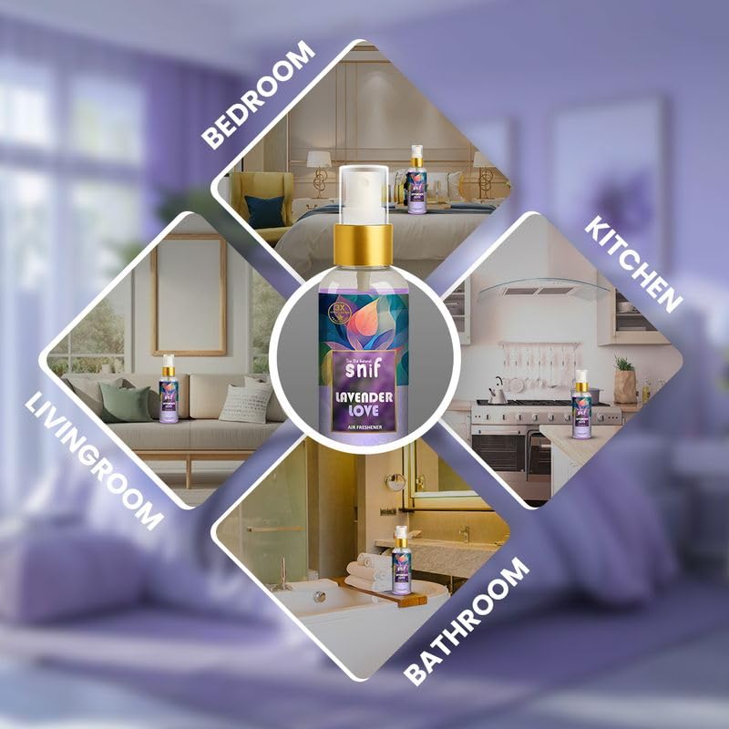 Image of Snif Lavender Love Air Freshener Spray - 100ml | Calming Lavender Scent, Long-Lasting Fragrance for Home, Office & Car