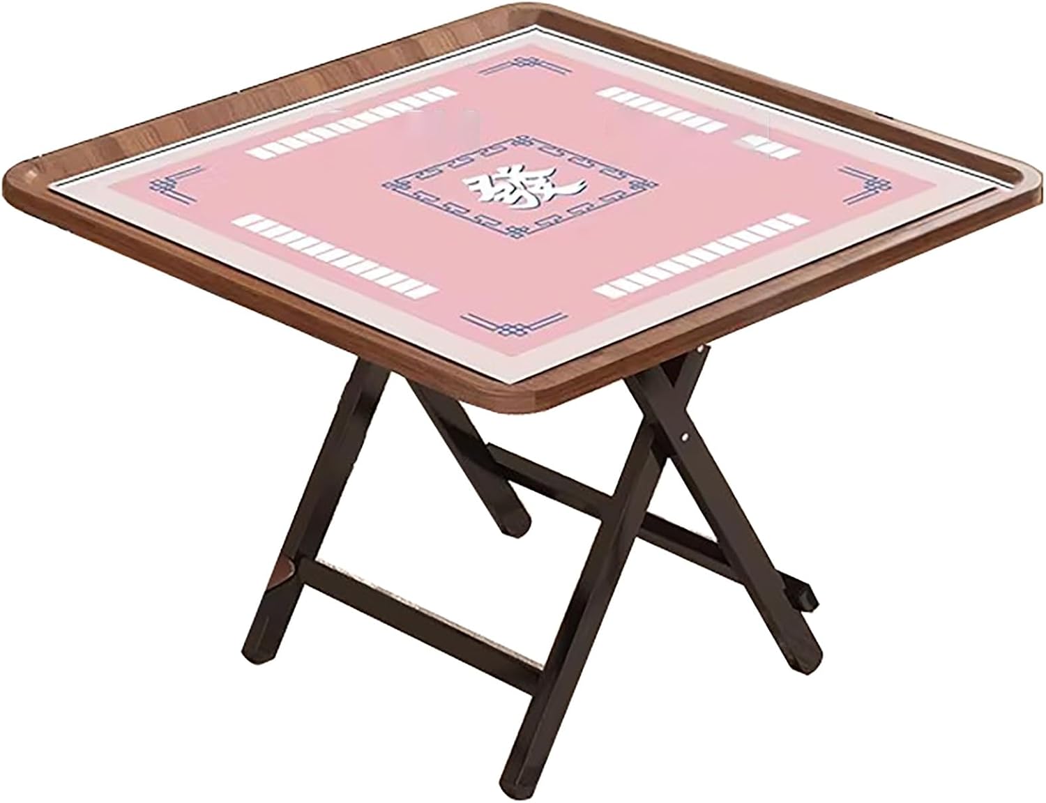 Square Folding Game Table, Portable Mahjong Table & Card Tables, Anti-Slip Chess Playing Surface, Lightweight Collapsible for Home, Parties(Brown)