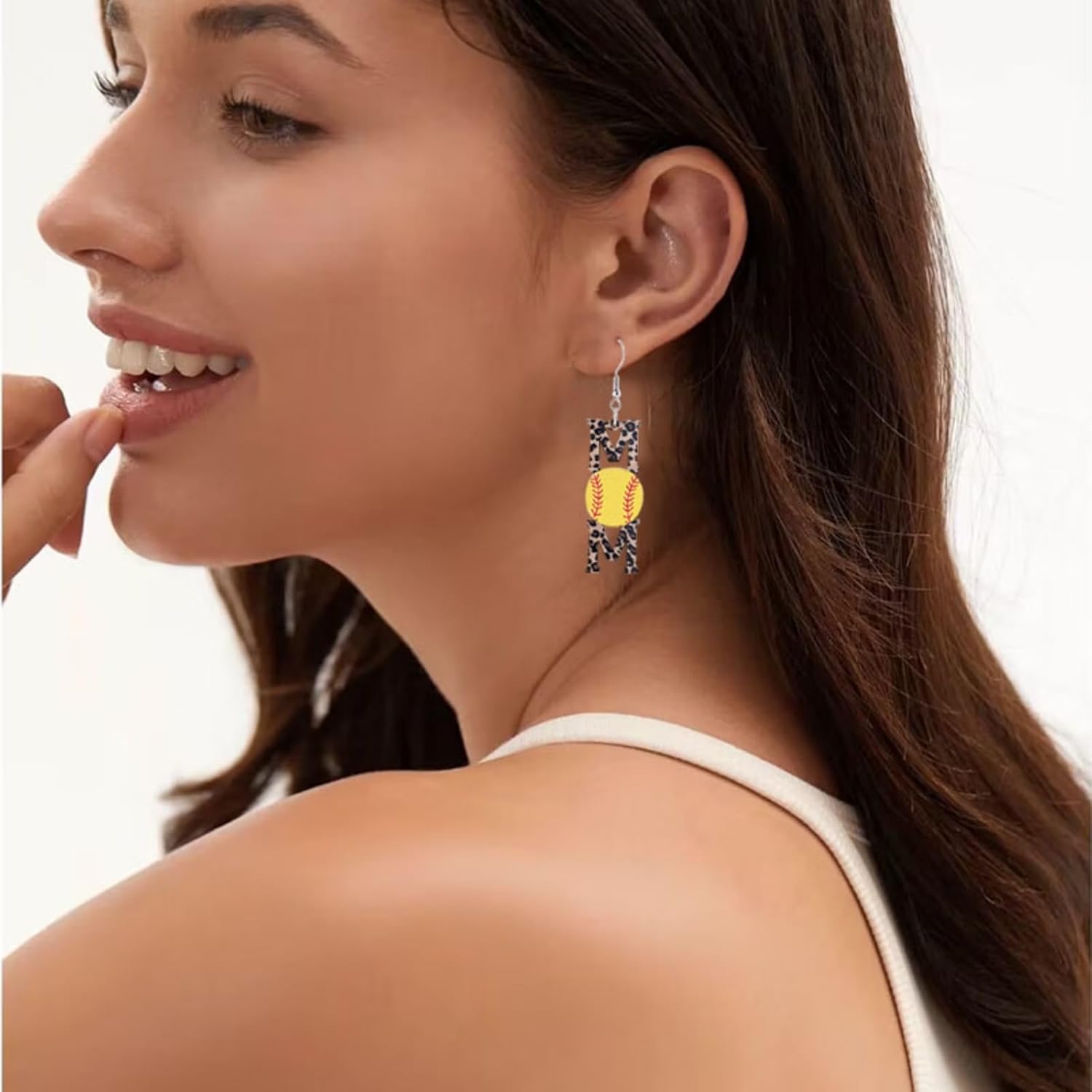 6 Pairs Mama Baseball Football Earrings for Women Lightweight Unique Wood MOM Volleyball Basketball Rugby Baseball Sport Earrings Mother’s Day Accessories Jewelry Gift - Image 4