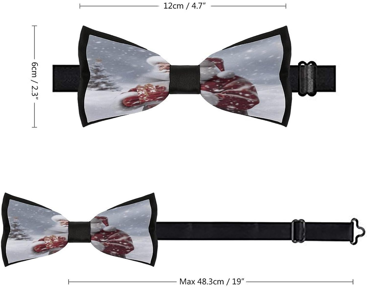 Santa Claus Snow Secenry Bow Tie to Polyester And Softs, Adjustable Bowtie for Men,Pre-Tied & Instant Fit,Tuxedo Bowtie for Men Party Wedding And Party Formal