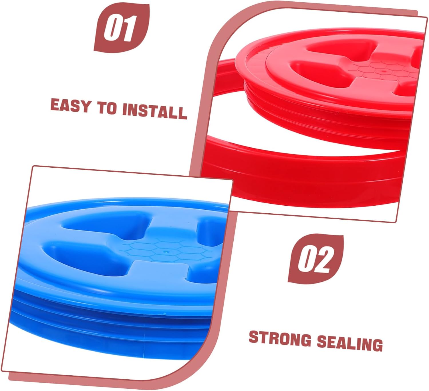 2pcs 5 Gallon Plastic Bucket Lids, Leak-proof Screw-on Storage Covers, Food Safe Gallon Bucket Lid Set for Paint, Pet Food, and Chicken Feeders