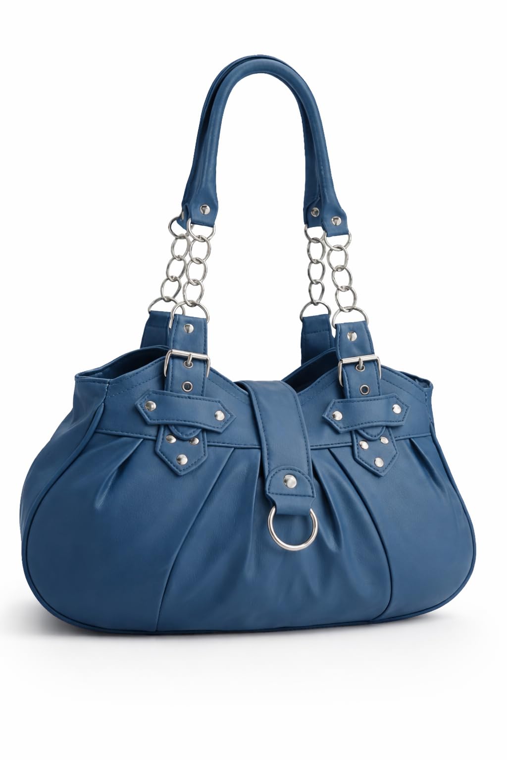 Eye Catch Women's Teal ’S Shoulder Bag Faux Leather Handbag, Medium Tote With Zip & Magnetic Flap Closure, Twin Handles For Everyday Use