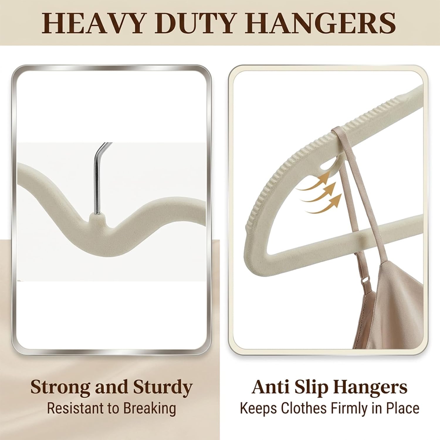 52 Pcs Upgraded Plastic Short Neck Hangers with 360 Swivel Hooks Beige Anti Slip Space Saving Hangers for Clothes, Not Velvet, Smooth