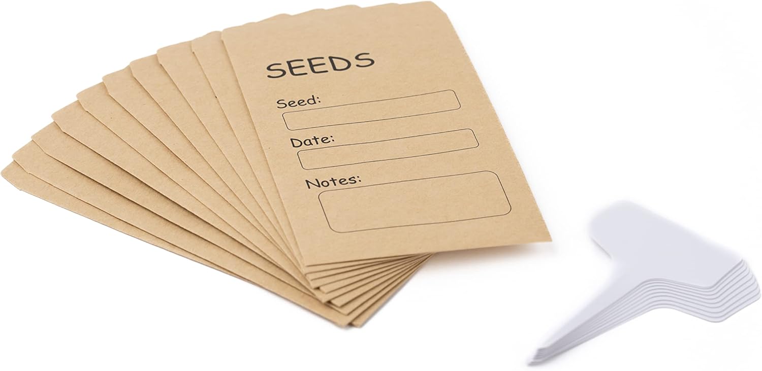 Seed Storage Box Garden Seed Packet Storage Organizer Seed box with dividers, Comes with 10 Seed envelopes, 10 Plant Labels - Image 7