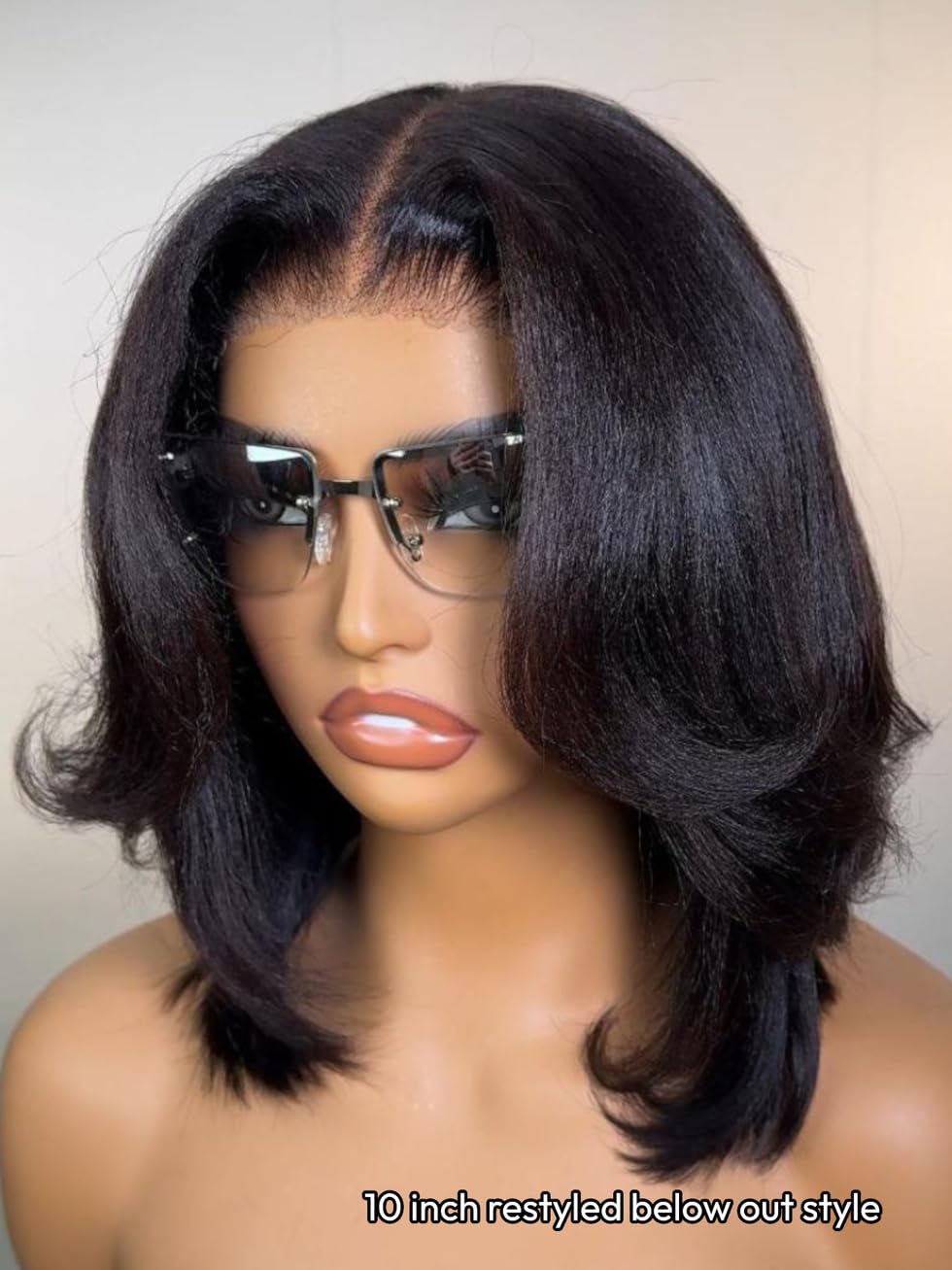 UNICE Yaki Straight Bob Human Hair Drawstring Wig Bye Bye Knots Glueless 7x5 Lace Front Wigs Human Hair Pre Plucked Pre Cut Bleached Knots Pre Everything Put On and Go Wig 10 inch