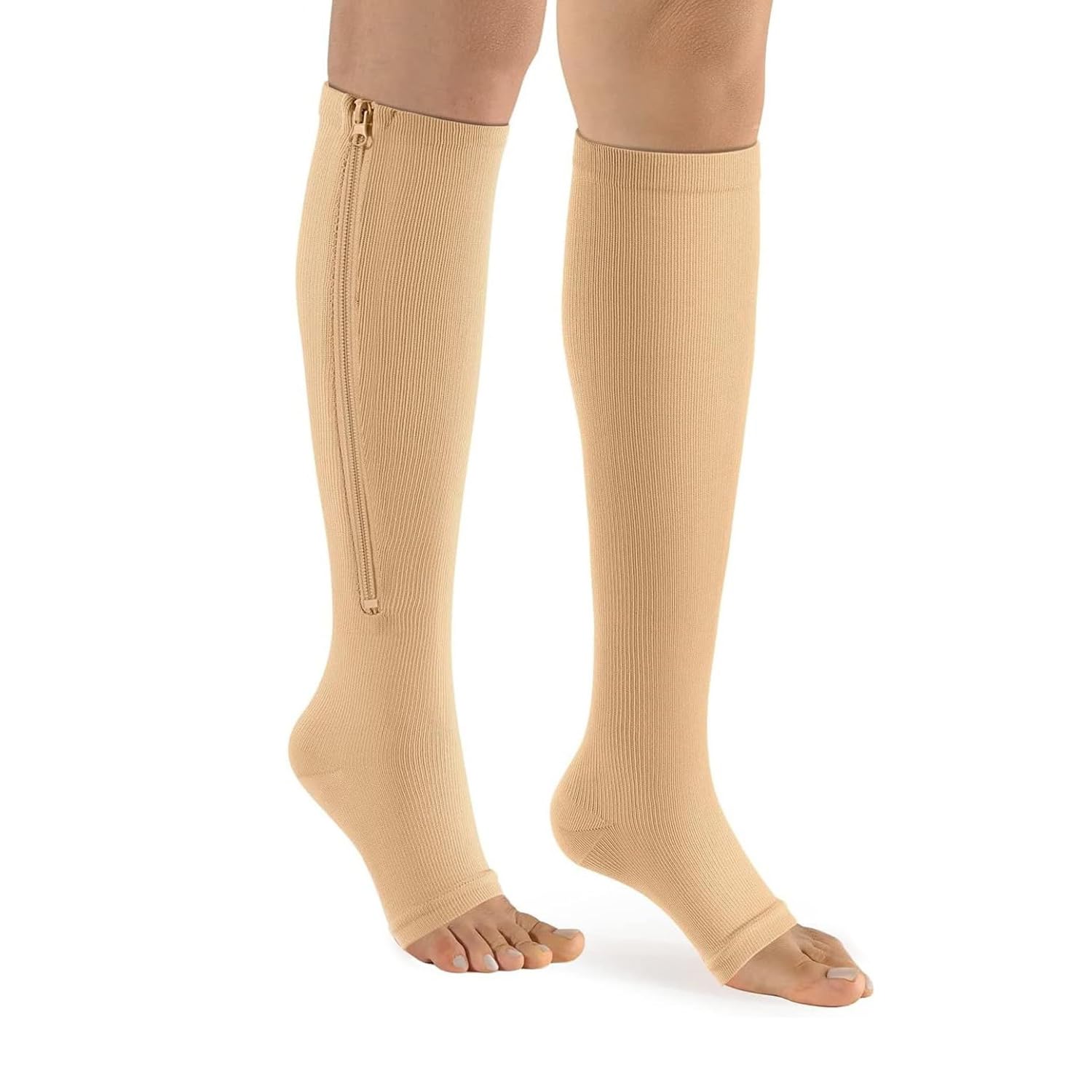 luxeeva Knee High Compression Socks for Women & Men, with Zipper | Varicose Veins Support Socks for Running, Cycling, Travel, Work, Edema Relief & All-Day Wear-picture-39