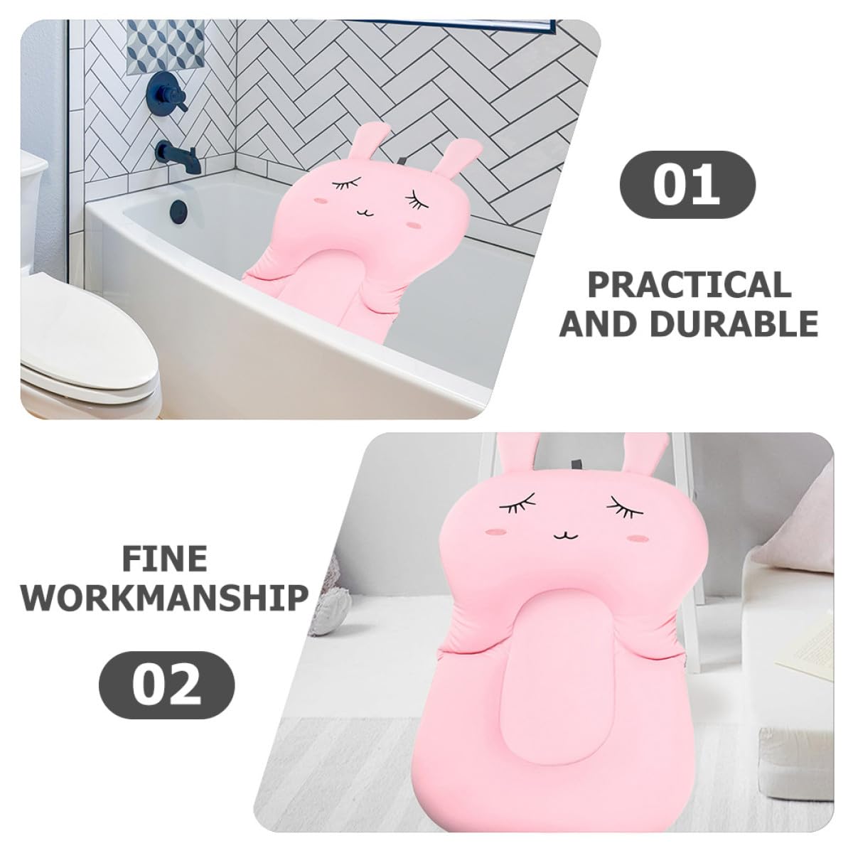 SHOWERORO Cojín De Baño Antideslizante para Bebés Soporte Suave y Cómodo para Recién Nacidos para Ducha y Bañera Color Rosa Princesa