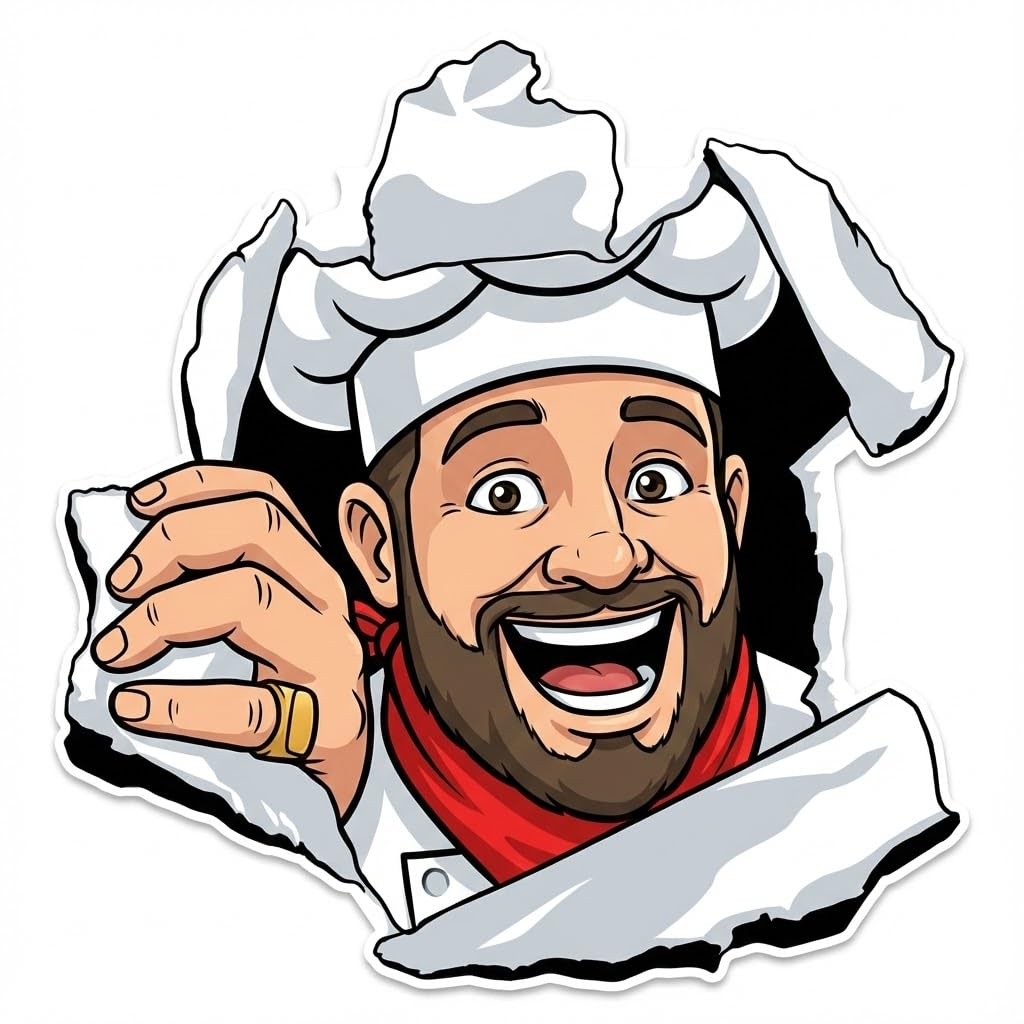 Chef Mascot Breakout Vinyl Waterproof Sticker Decal Car Laptop Wall Window Bumper Sticker 5"