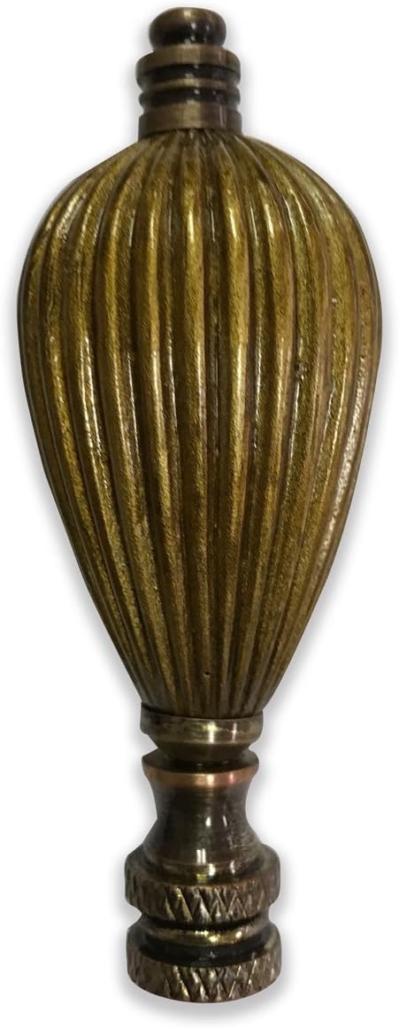 Royal Designs Vase Shaped 3.5" Lamp Finial for Lamp Shade, Antique Brass (Pack of 2)