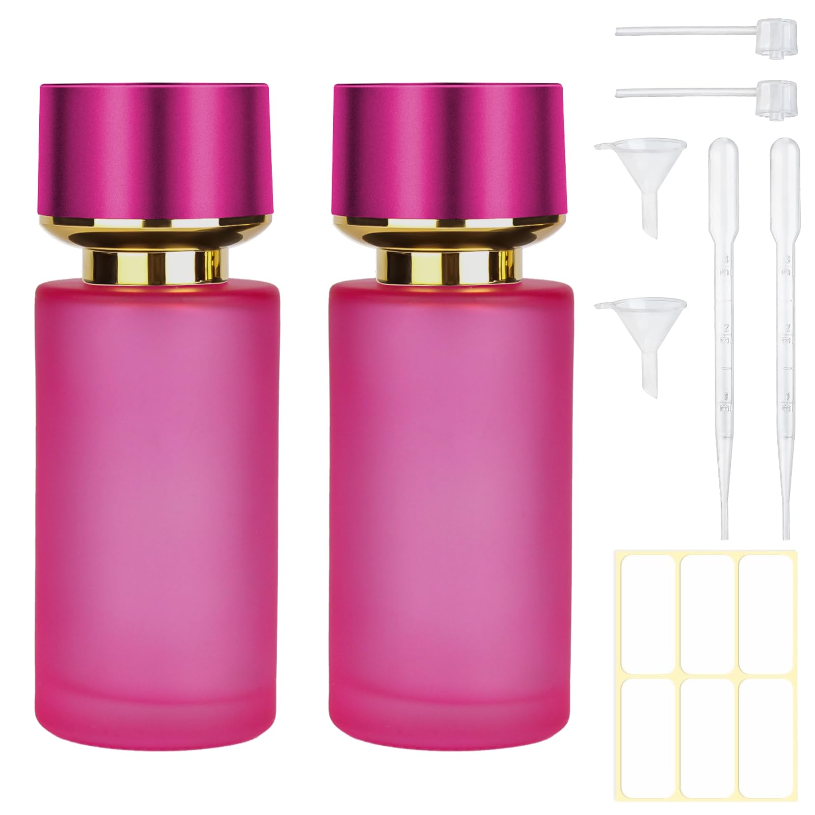 Gsteng 2pcs 50ml Glass Spray Bottle for Perfume,Refillable Travel Perfume Atomizer Bottles,Pink Portable Cologne Atomizer Empty Bottle.(Pink*2)