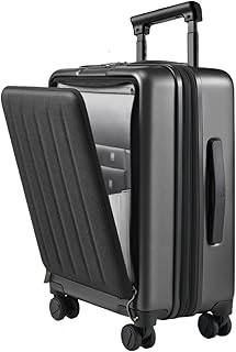 NINETYGO Carry on Luggage 22X14X9 Airline Approved with Front Pocket, 20 Inch Luggage with Front Compartment, Expandable, Double Spinner Wheels, Hardsided PC, TSA Lock (Black, Seine Max)