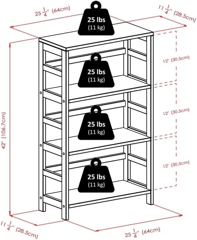 Winsome Leo 3-Tier Wide Storage Shelf with 6 Foldable Woven Baskets, for Living Room, Home Office, Bedroom, Espresso