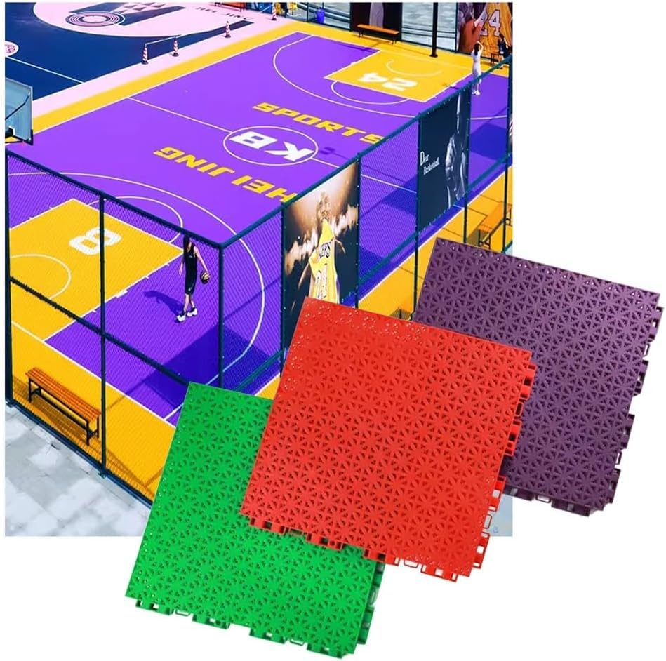 Baldosas modulares entrelazadas de color azul para patios escolares