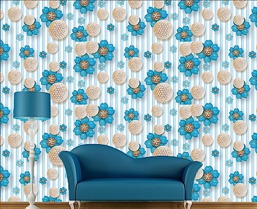 Image of CABANA HOMES PVC Self-Adhesive Wallpaper, 3D Flower Design, 45 x 125 cm, 2 Rolls (12 sq. ft), Made in India