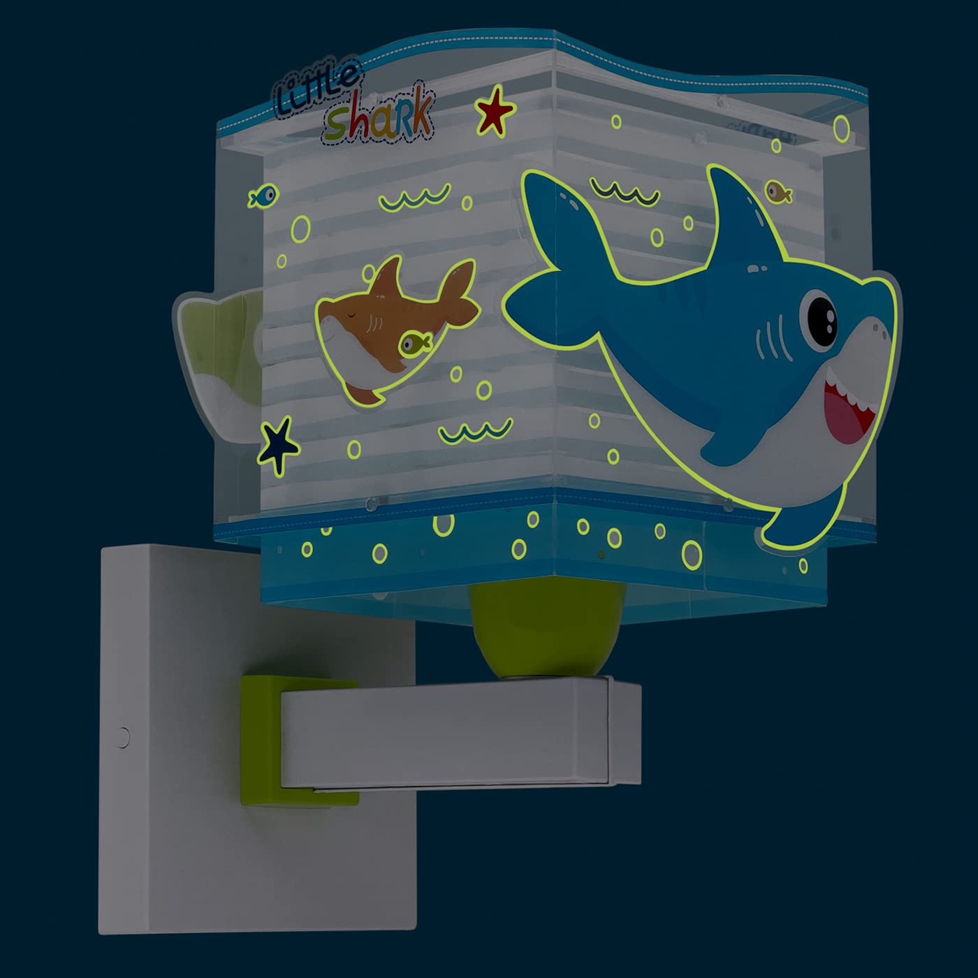 Dalber kinder Wandlampe, Kinderlampe Wandleuchte, kinderzimmer Little Shark Haie Tiere, kinder zimmer leuchte lampenschirm, 63479, E27, Blau