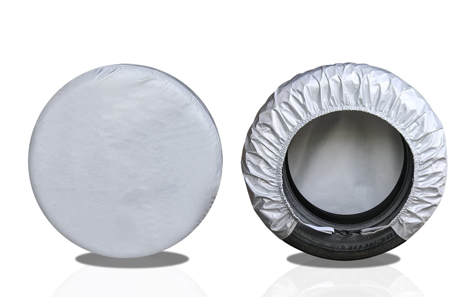 Photo 1 of Kayme Rv Tire Covers 2 Pack, Travel Trailer Camper Truck SUV Motorhome Waterproof Wheel Cover, Sun Rain Snow Protector, Fit 27-29 Inch Tire Diameter/Silver 