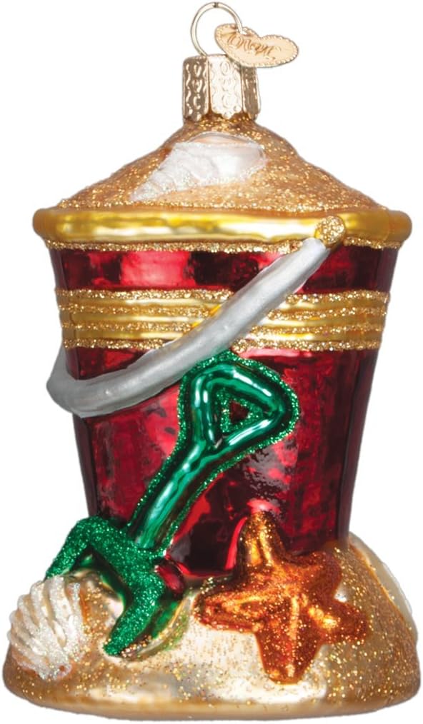 Old World Christmas Tiki Hut Glass Blown Ornament for Christmas Tree, Handcrafted Holiday Decoration, Beach Collection