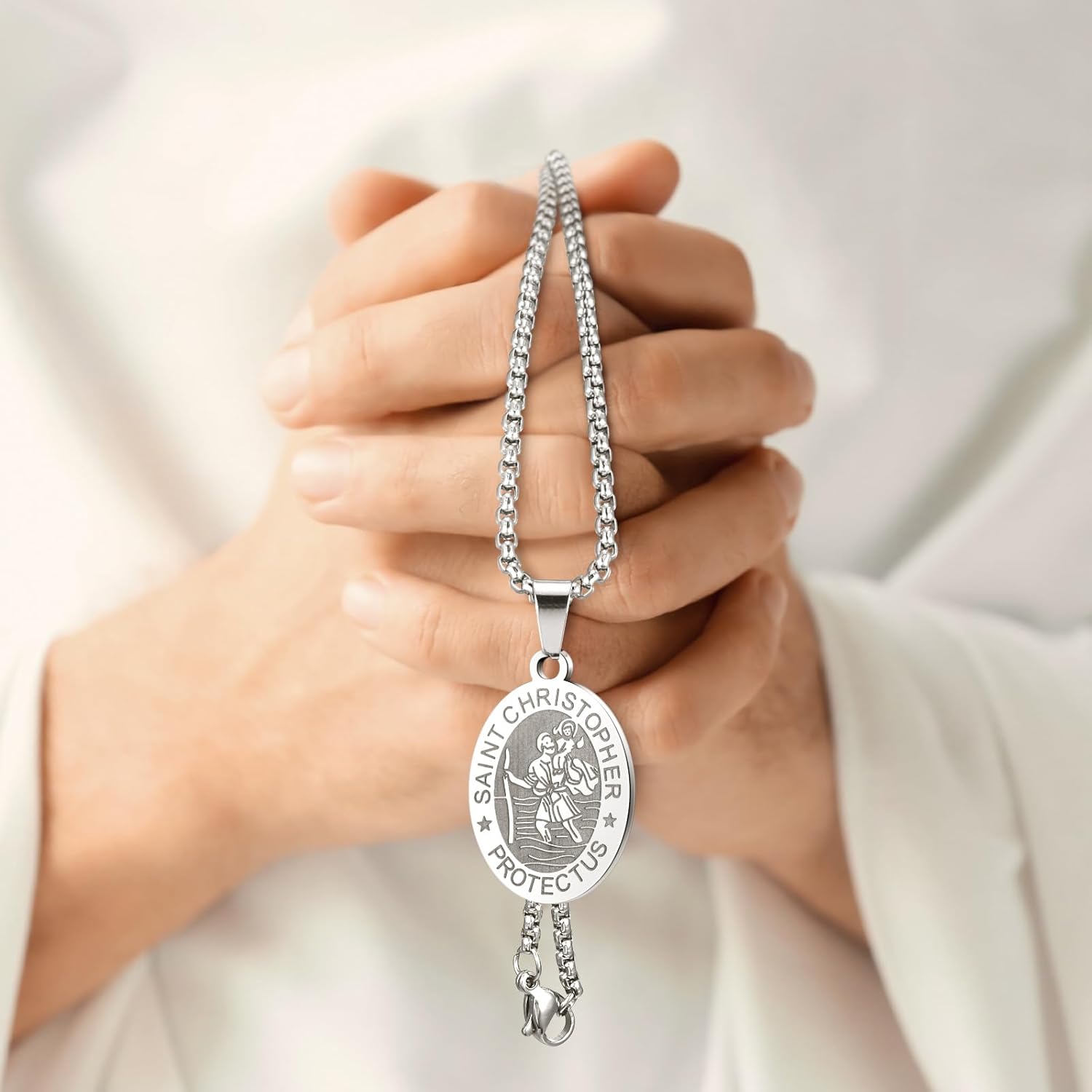 Misdary 6 Pcs Saint Christopher Necklace St Christopher Medal Metal Patron Saint Necklace Amulet Medal Pendant Religious Protector Jewelry Gifts for Women Men - Image 6