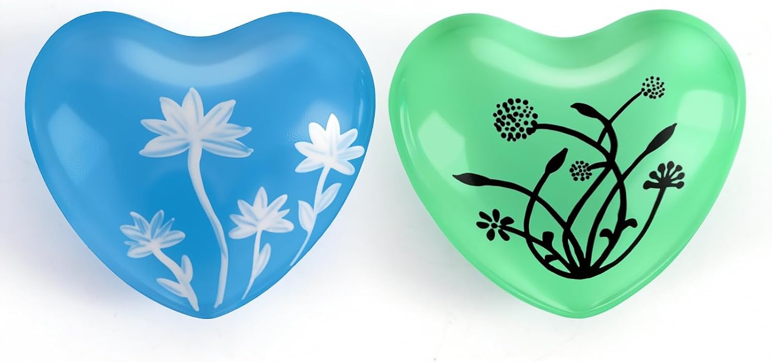 Botanical Breeze Heart Chimes, 2 Pack Stainless Steel Heart Bells with Hand-Painted Designs, Portable Soothing Hand Chimes for Meditation, Yoga & Sound Healing, Idea