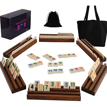 rummy cup original 6 player rummy cup including 160 tokens 6 wooden stone holders drawstring storage bag handbag for all components - classic board games for family and party