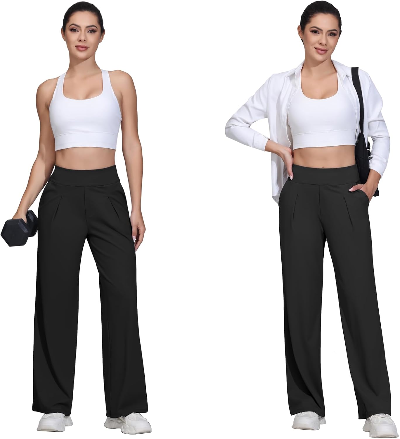 Wide Leg Dress Pants Women Yoga Athletic Sweatpants High Waisted with Pockets Stretch Work Trousers Casual Slacks - Image 3