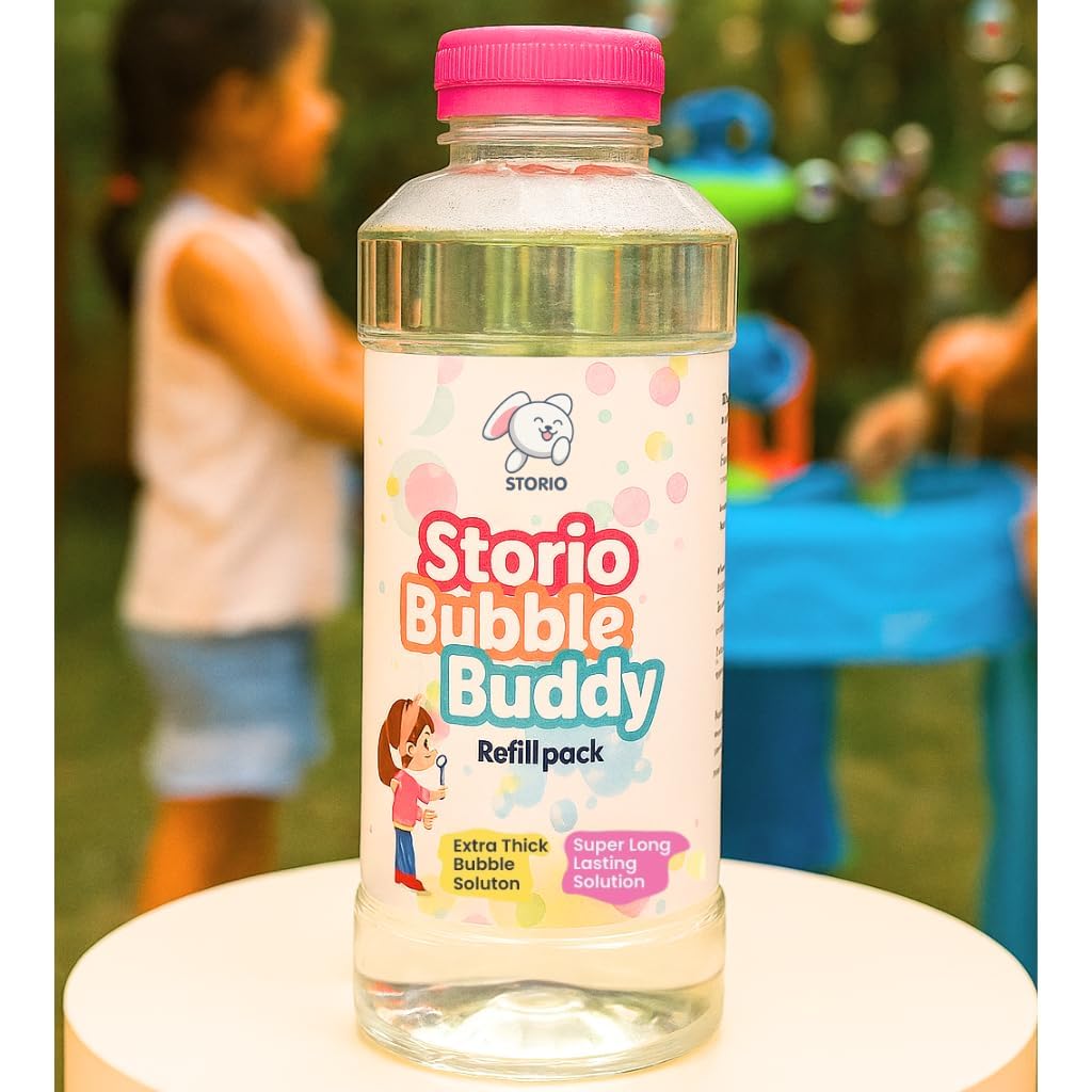 Storio Bubble Liquid Solution Bottle 750ml | Colorful Bubble Refill for Bubble Guns, Camera & Machine Toys | Safe & BIS Approved Bubble Water for Kids 3+ Years 2