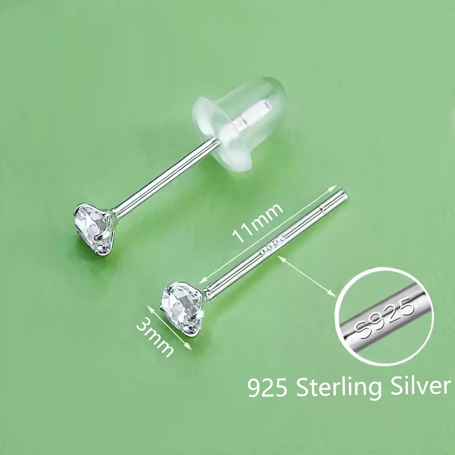 925 Sterling Silver Stud Earrings for Women CZ Studs Earrings Cubic Zirconia Earrings Studs Hypoallergenic Earrings for Women - Image 4