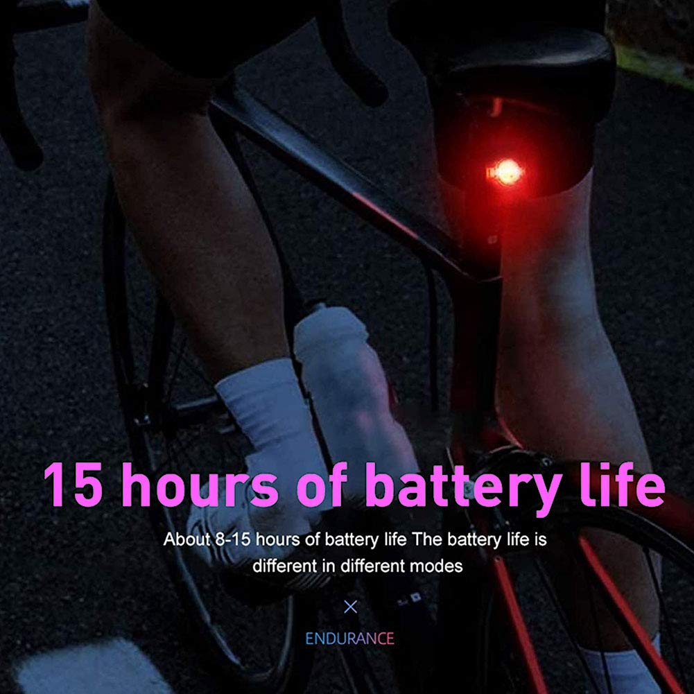 Feu Arrière LED Pour Vélo – Intelligent, Rouge, Silicone, IPX5, 60 Lumens, 8h D’autonomie, Batterie CR2032, Montage Rapide