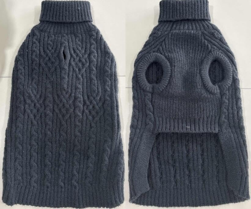 AOFITEE Dog Jumper Warm Turtleneck Extra Large Dog Jumpers Christmas, Grey