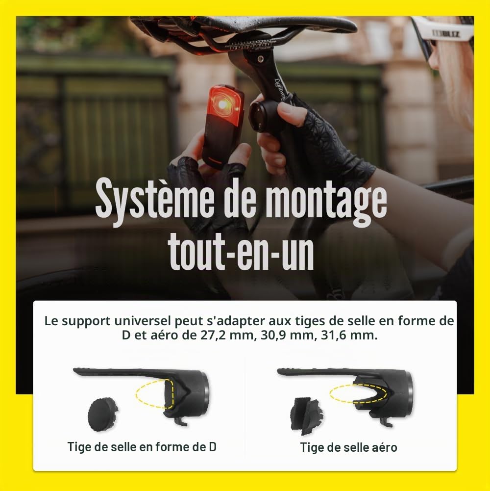 Bryton Feu arrière Gardia R300 avec Radar rétroviseur Adulte Unisexe, Noir, Taille Unique