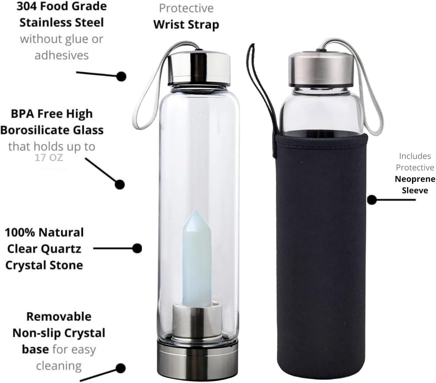 Natural Opal Crystal Water Bottle Glass Sports Yoga Outdoor Mug Balanced Matter Healthy Fashion Drinking Container Gift For Men Women
