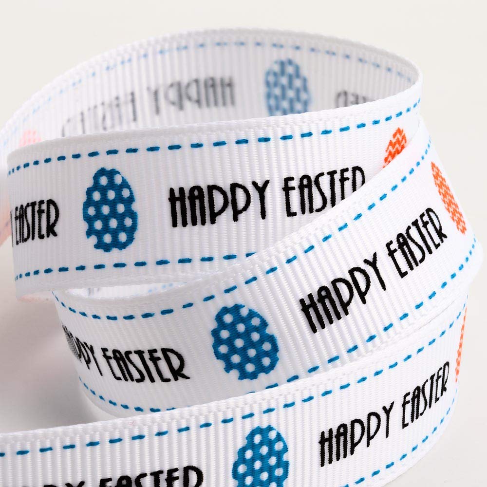 Italian Options Happy Easter / Egg Ribbon Printed Eggs (16Mm X 5M)