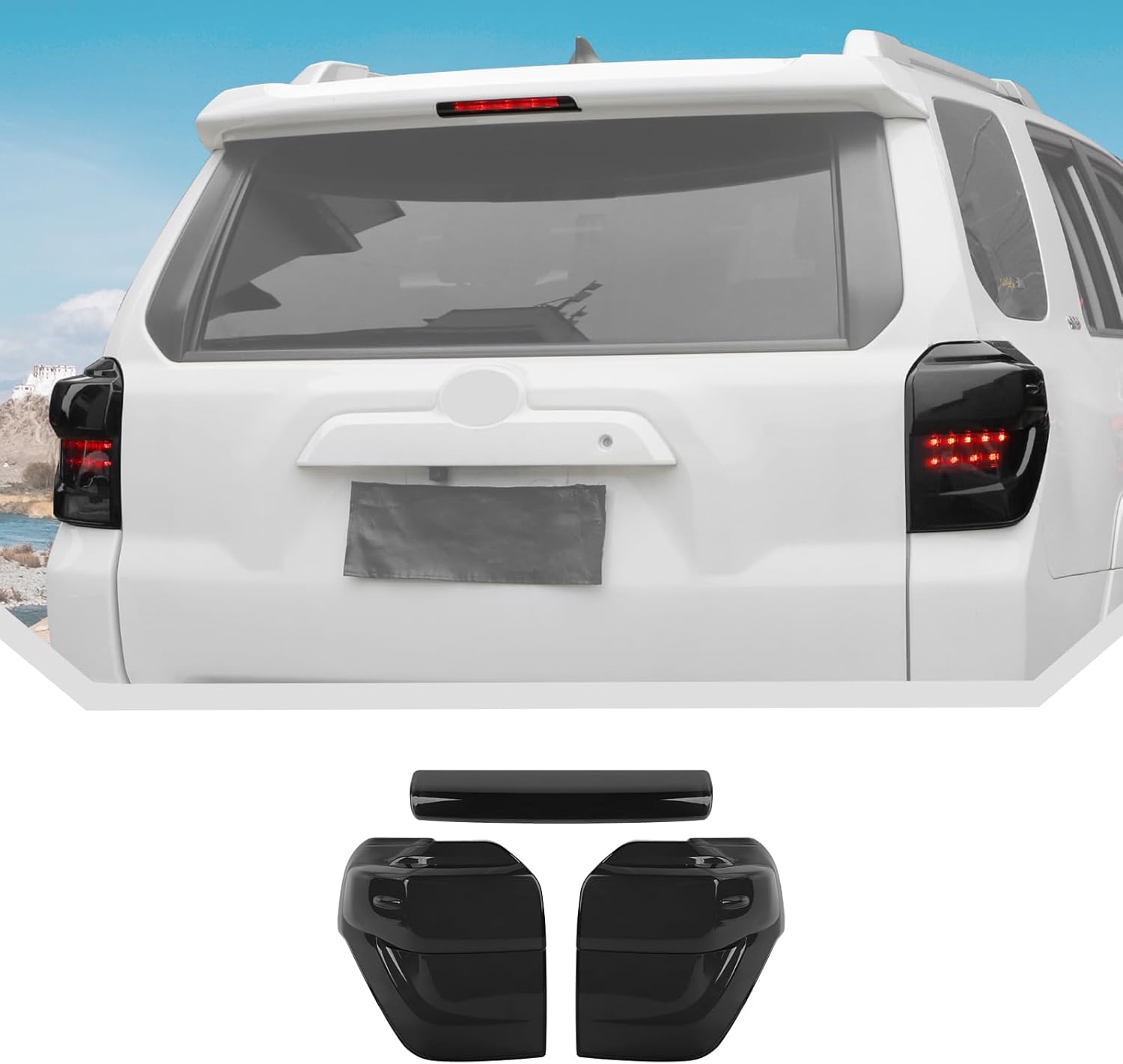 JeCar Smoked Tail Light Cover 3rd Third Brake Light Cover Trim Guards for 2014-2023 Toyota 4Runner