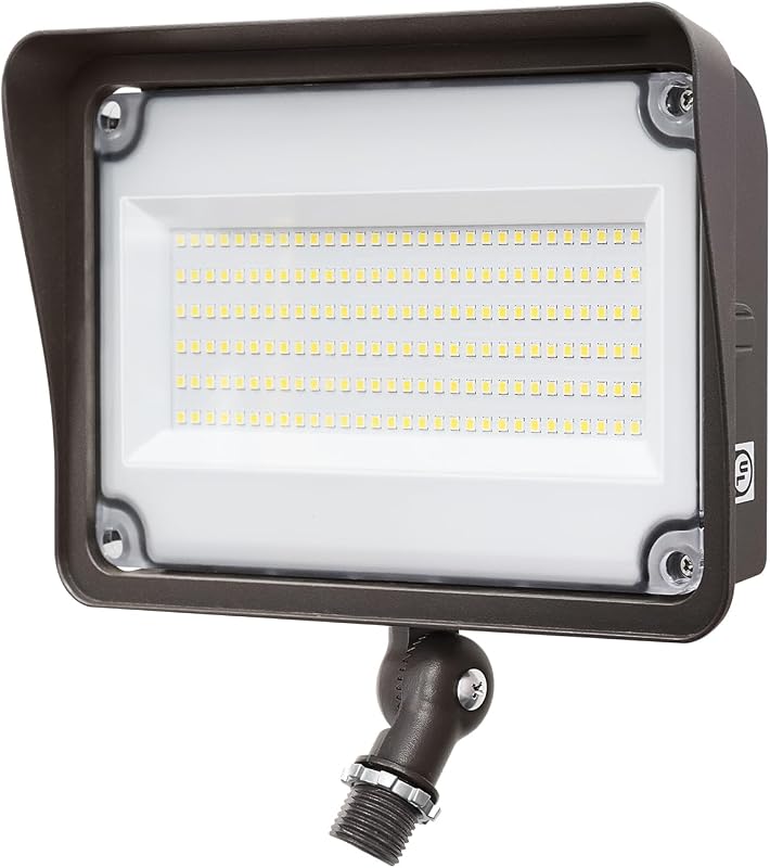 150W LED Flood Lights Outdoor, 16,500LM Dusk to Dawn Security Light, with Anti-Glare Guard, 120V 5000K Waterproof Landscape Lighting, Aluminum Lighting Fixture, 1/2" Knuckle Mount, UL Listed