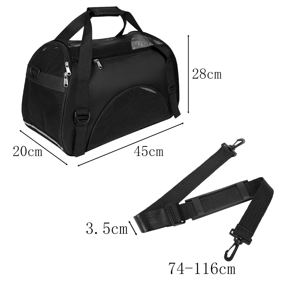 Sac de Transport Souple pour Animal de Compagnie Cage de Transport Chat Chien Respirant Sac de Voyage Portable Chat Chiot avec Bandoulière Réglable Sacs à Main Chaton Pliable en Voiture Train Avion
