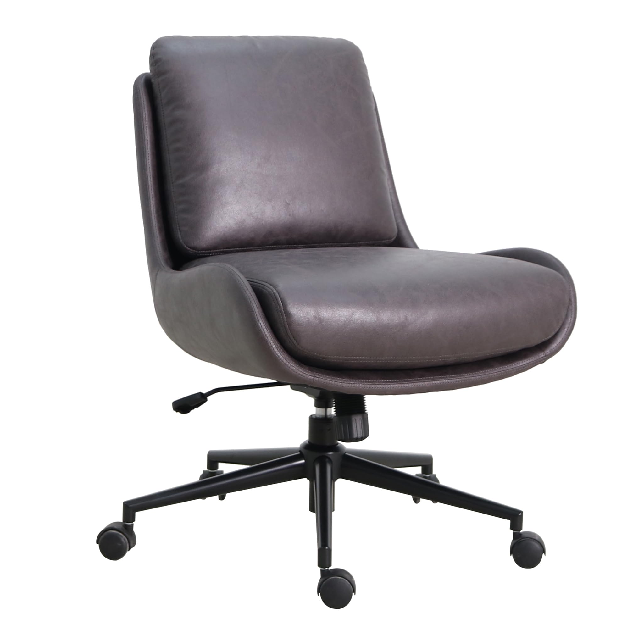 Wovenbyrd Modern Armless Office Chair, Pebble Charcoal Faux Leather