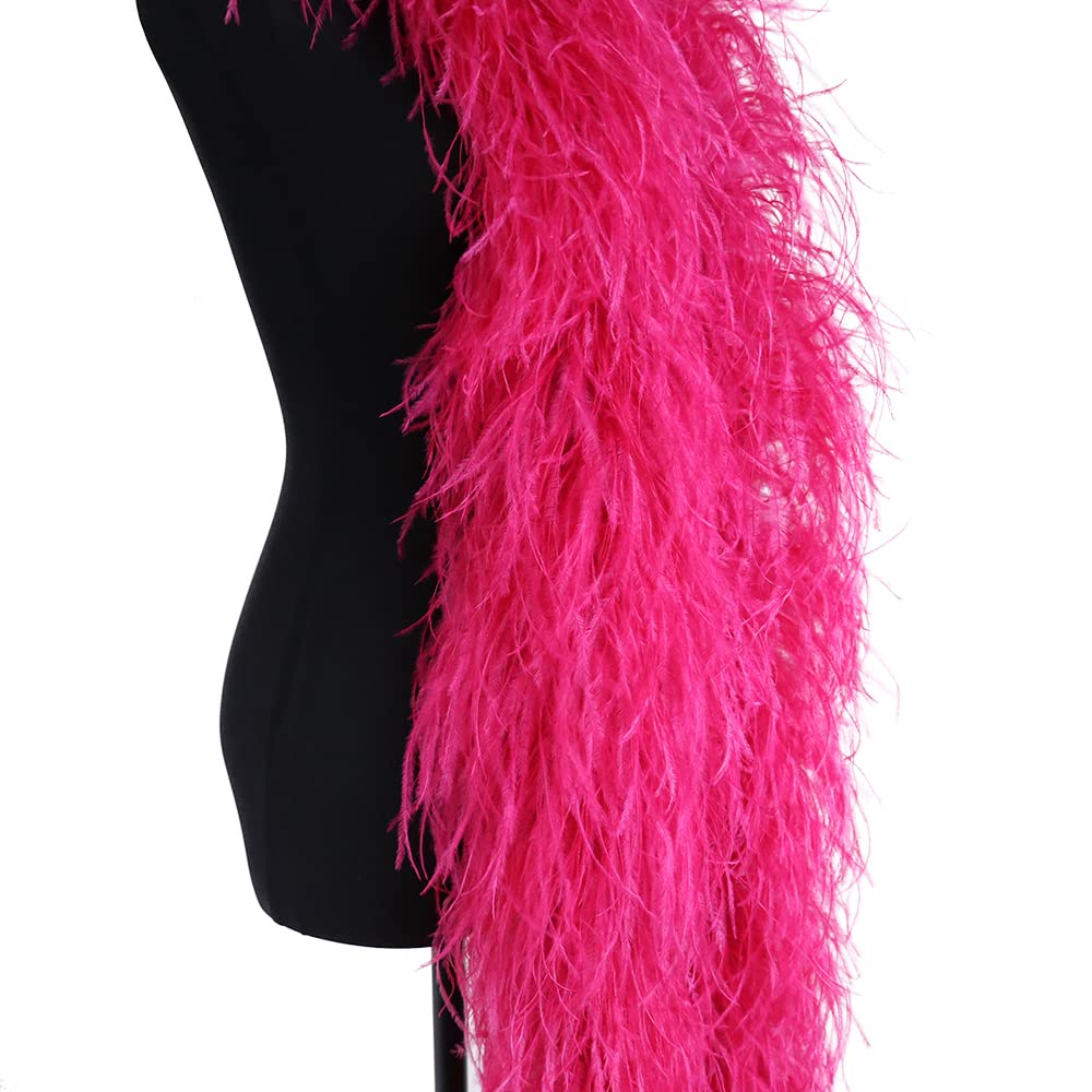 2M Plumes Naturelles Boas Décoration Accessoires pour Châle Couture Plume Boa Arbre De Noël Décor Fête Artisanat-Vin, 2 PLY