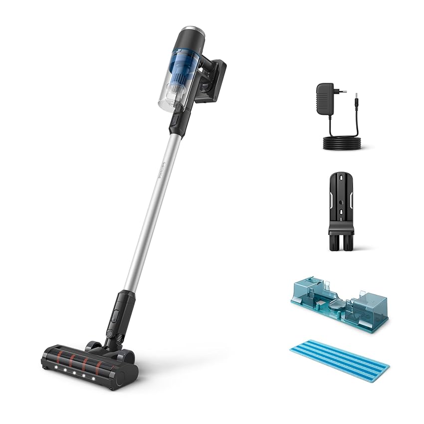 Philips Aspirapolvere senza fili Serie 3000 - Aspira e pulisce in una volta sola, Aspirabriciole, Motore Digitale PowerCyclone 8, Spazzola di precisione con LED, 60 min di autonomia(XC3132/01)