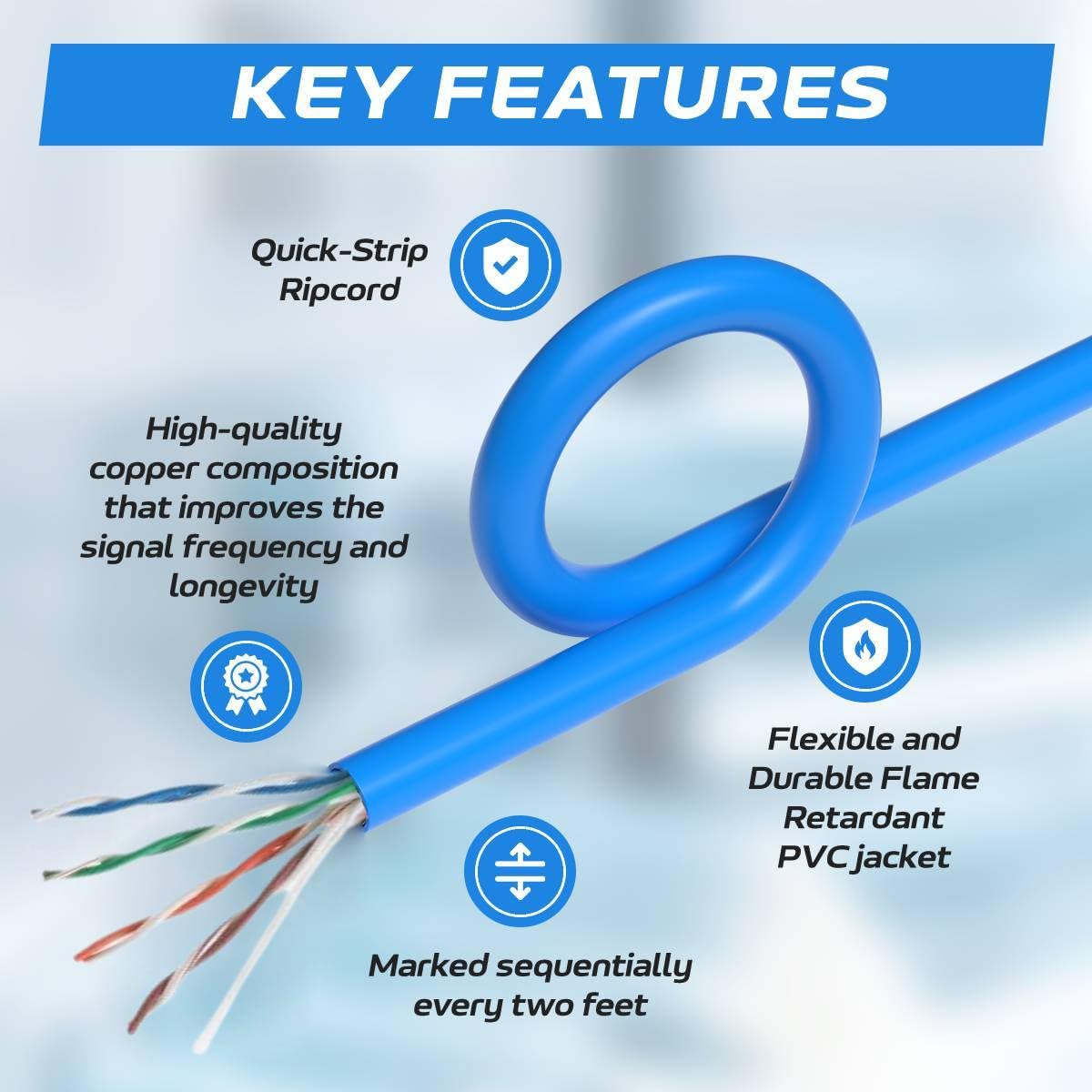 SATMAXIMUM Cat5e Ethernet Cable 500ft Bulk, 24AWG Solid CCA, 4-Pair UTP, Pull Box, Copper Clad Aluminum (Grey)
