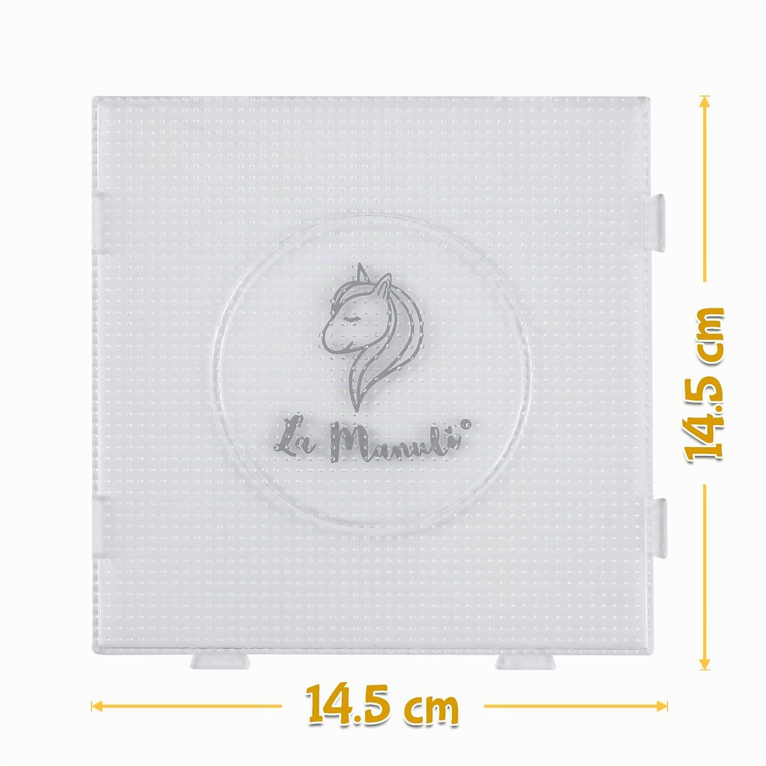 La Manuli 4 Basi Trasparenti per Perline da Stirare Mini 2,6mm - Set di Basi ad Incastro 14,5 x 14,5 cm