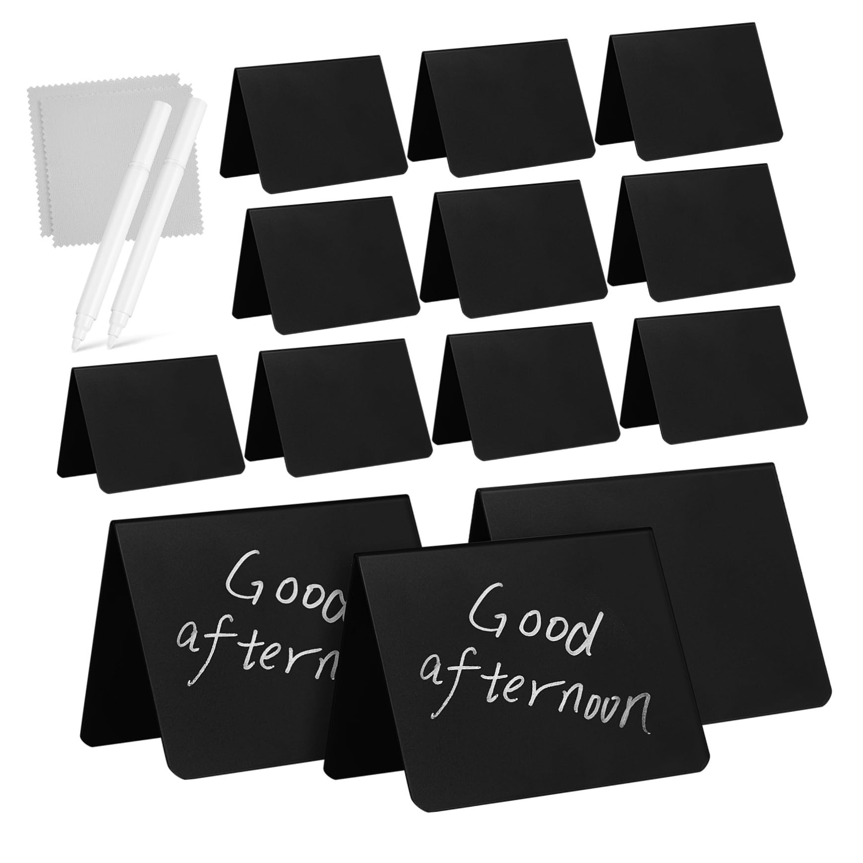 SHINEOFI 4 Sätze Blackboard + A-typ + Stift + Reinigungsstoff Tafel Mit Küchennotizen Tafelschild Für Den Tisch Tuch Mini-boards Tabletop-nachrichtentafel Essen Planke Plastik 20 Stück * 4