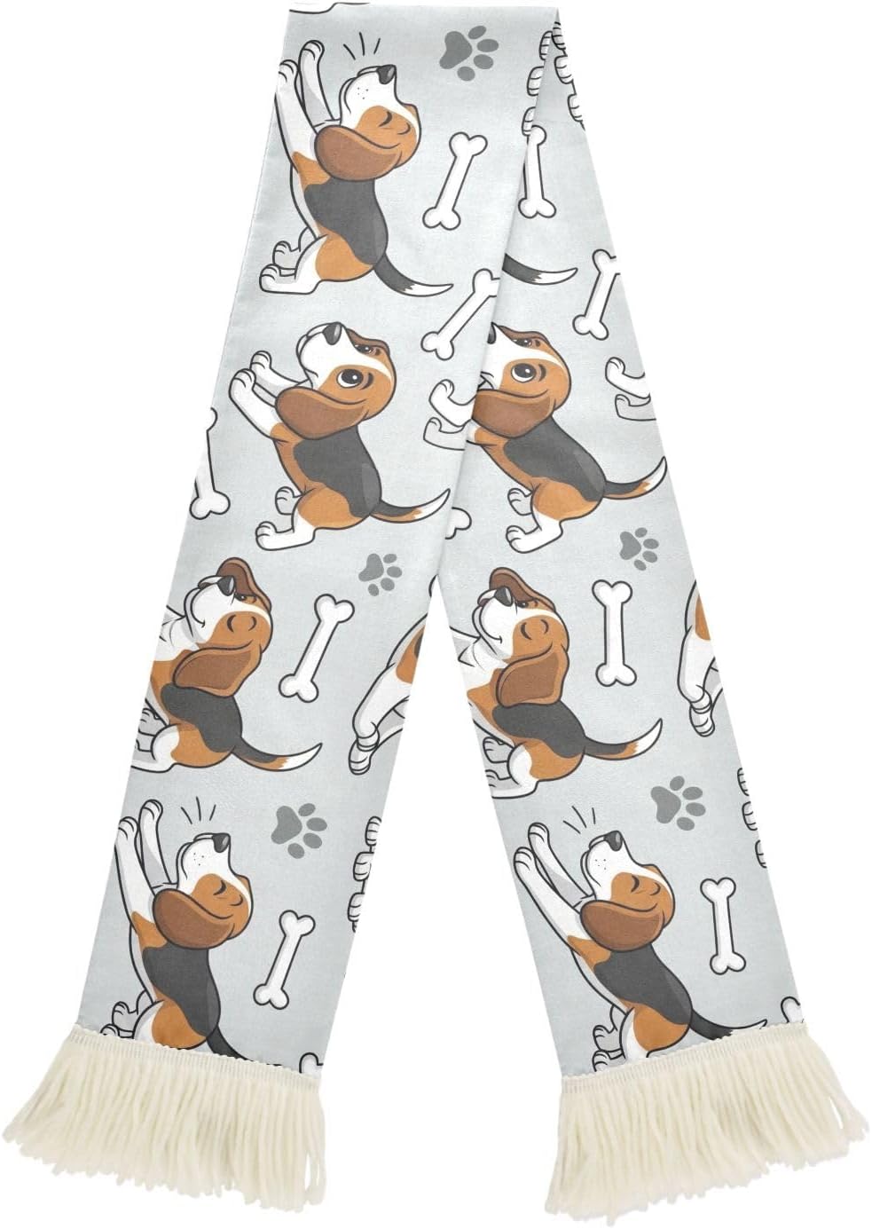 CHIFIGNO Dogs Paw Prints Gray Sports Fan Scarf Towel, Soft Quick Dry Polyester Cheering Scarf for Soccer Game Events