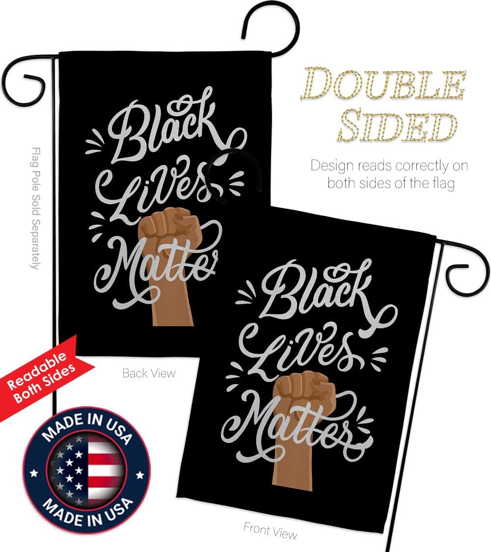 Black Lives Matter Stop Racism Garden Flag - Set Wall Hanger Support Cause BLM Anti Revolution Movement Equality Social - House Decoration Banner Small Yard Gift Double-Sided Made in USA 13 X 18.5
