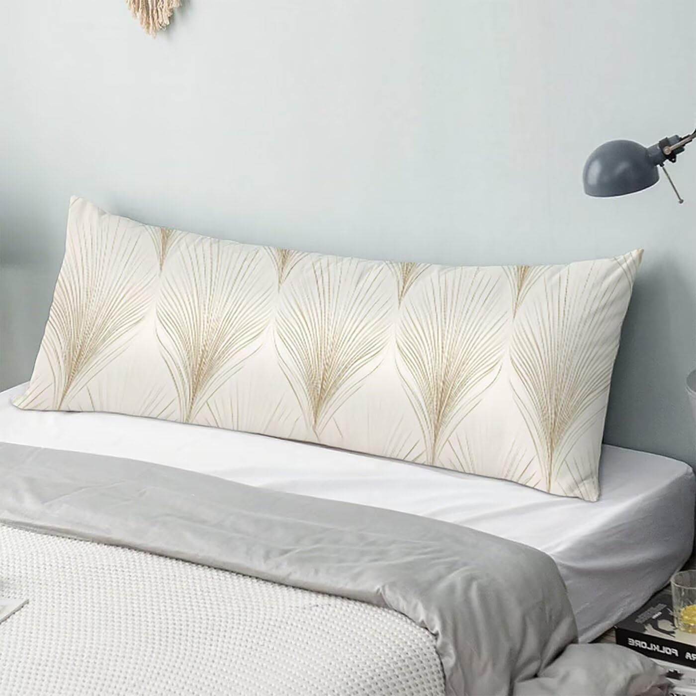 Gelb Seitenschläferkissen Bezug 60 x 180 cm Blatt Seitenschläferkissen mit Unsichtbarem Reißverschluss, Doppelseitig Drucken Samt Verbessern Sie Schlafqualität Body Pillow, Geschenke für Fraue B-7299