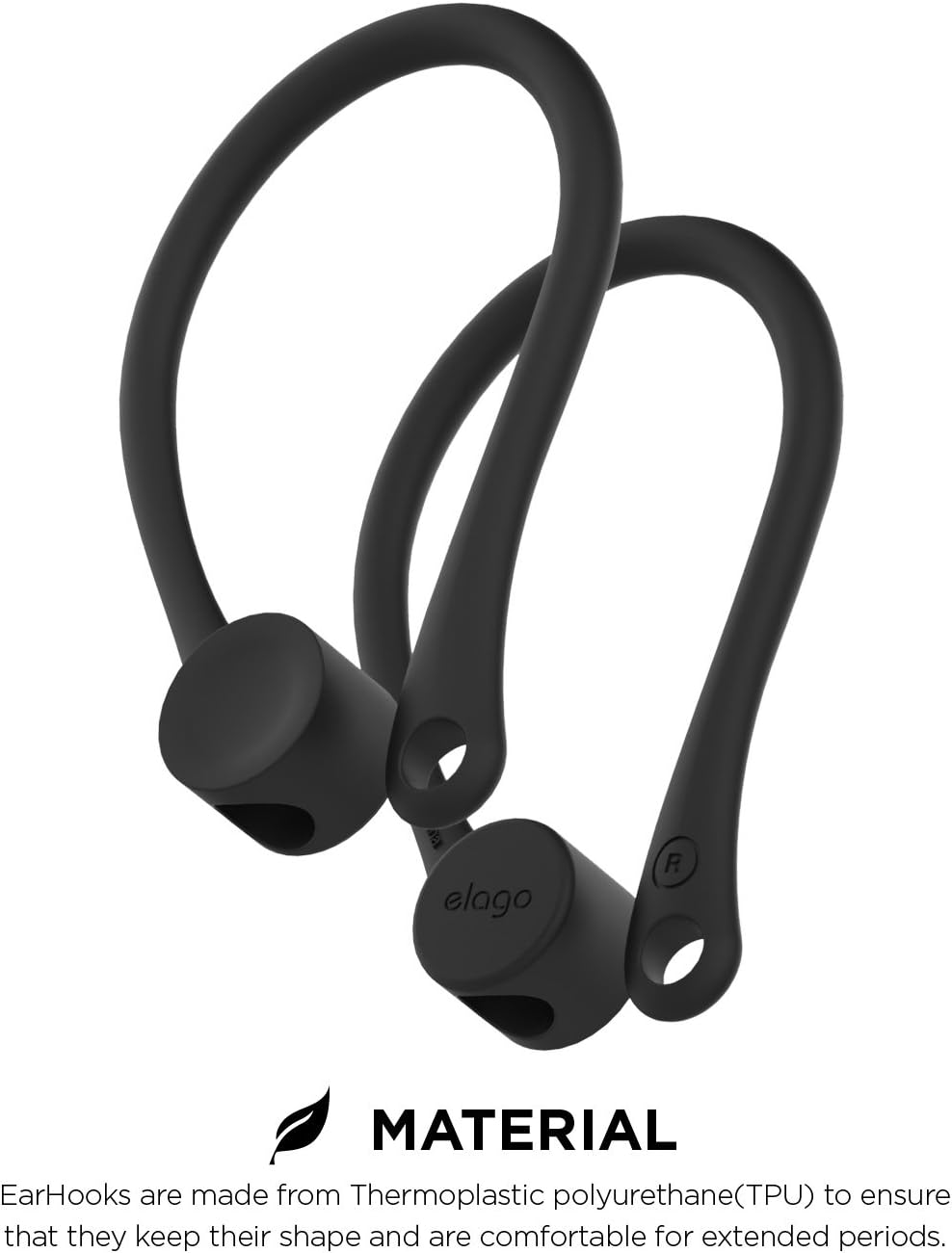 elago Ear Hooks Designed for AirPods Pro, AirPods 3 and AirPods 1, 2, Anti-Slip Earbud Accessories, Comfortable Fit, Ergonomic Design, Durable TPU Construction, Perfect for Exercising [Black]