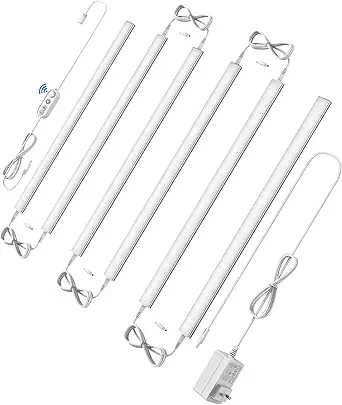 ASOKO Motion Sensor Dimmable Led Under Cabinet Lighting Plug in - 6 Pcs 12 inches Linkable Counter Light Bars, Led Closet Light Daylight White 4500K